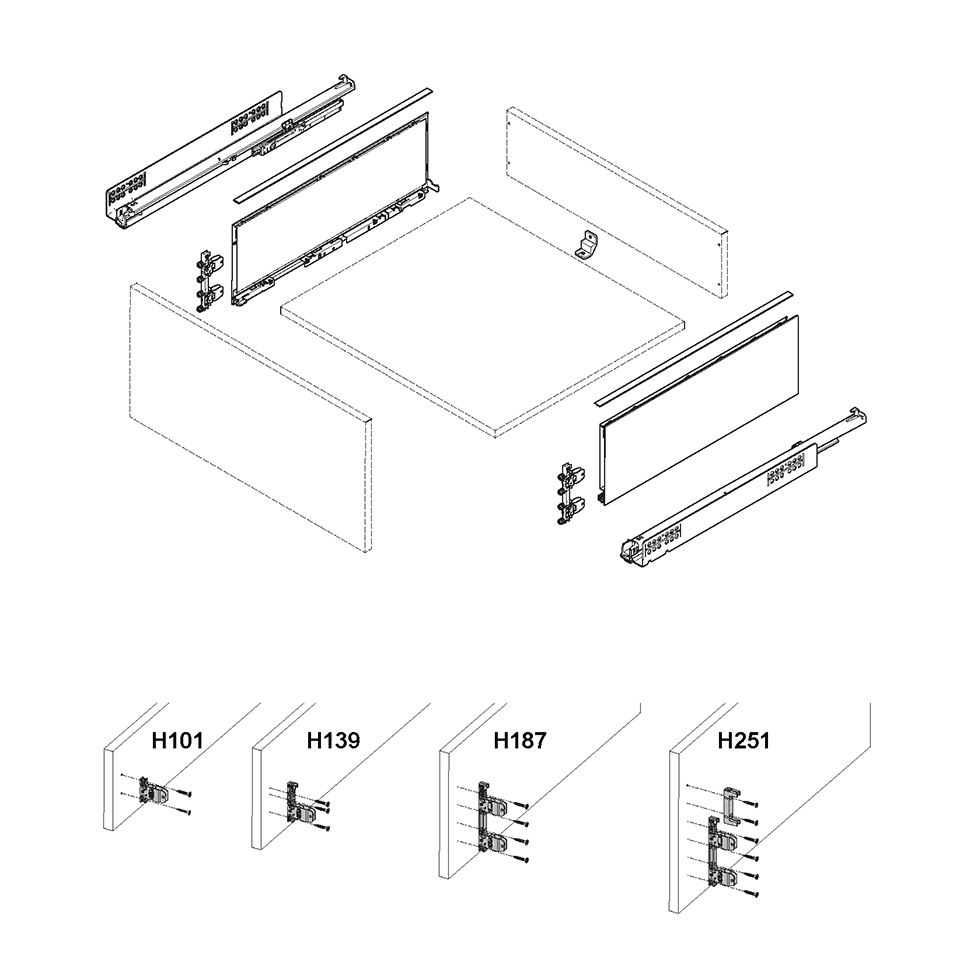 K-HETTICH komplet AvanTech YOU 139/500, antracit, 30 kg, Q/PTO, vrut