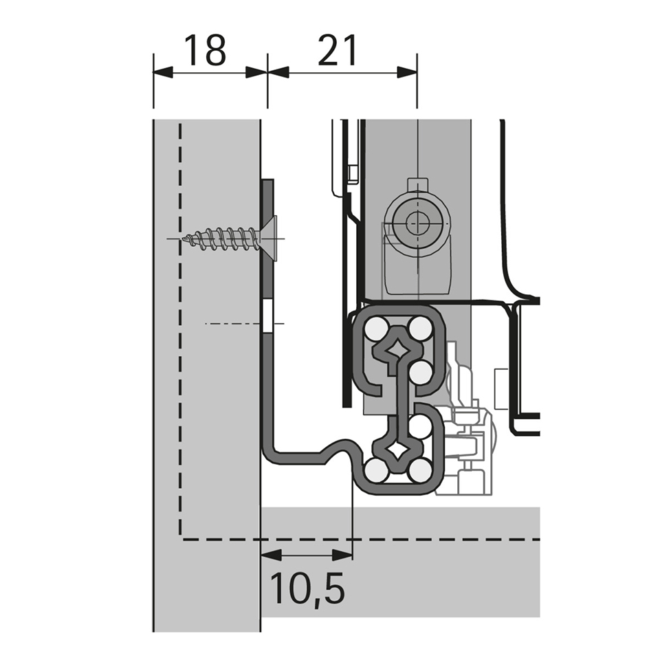 HETTICH 9307635 Quadro V6+ 300mm/50KG EB10,5 SiSy L+P
