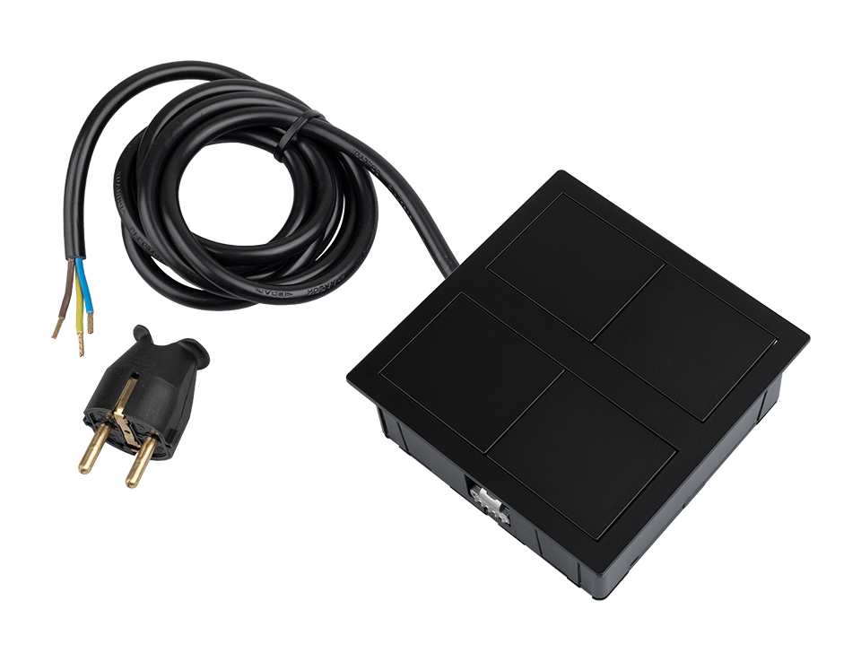 VersaHit Dual elektrická zásuvka 1x 230V, Schuko, USB A/C 5V černá matná